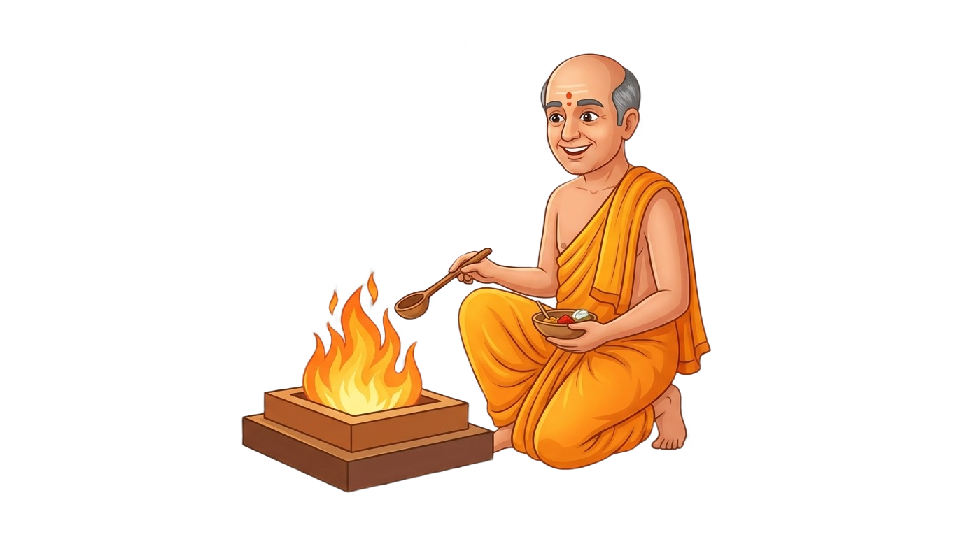 Transparent pandit ji cutout for North Smart Vedik Puja hero section