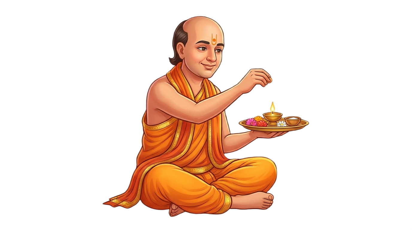 Transparent pandit ji cutout for North Smart Vedik Puja footer section