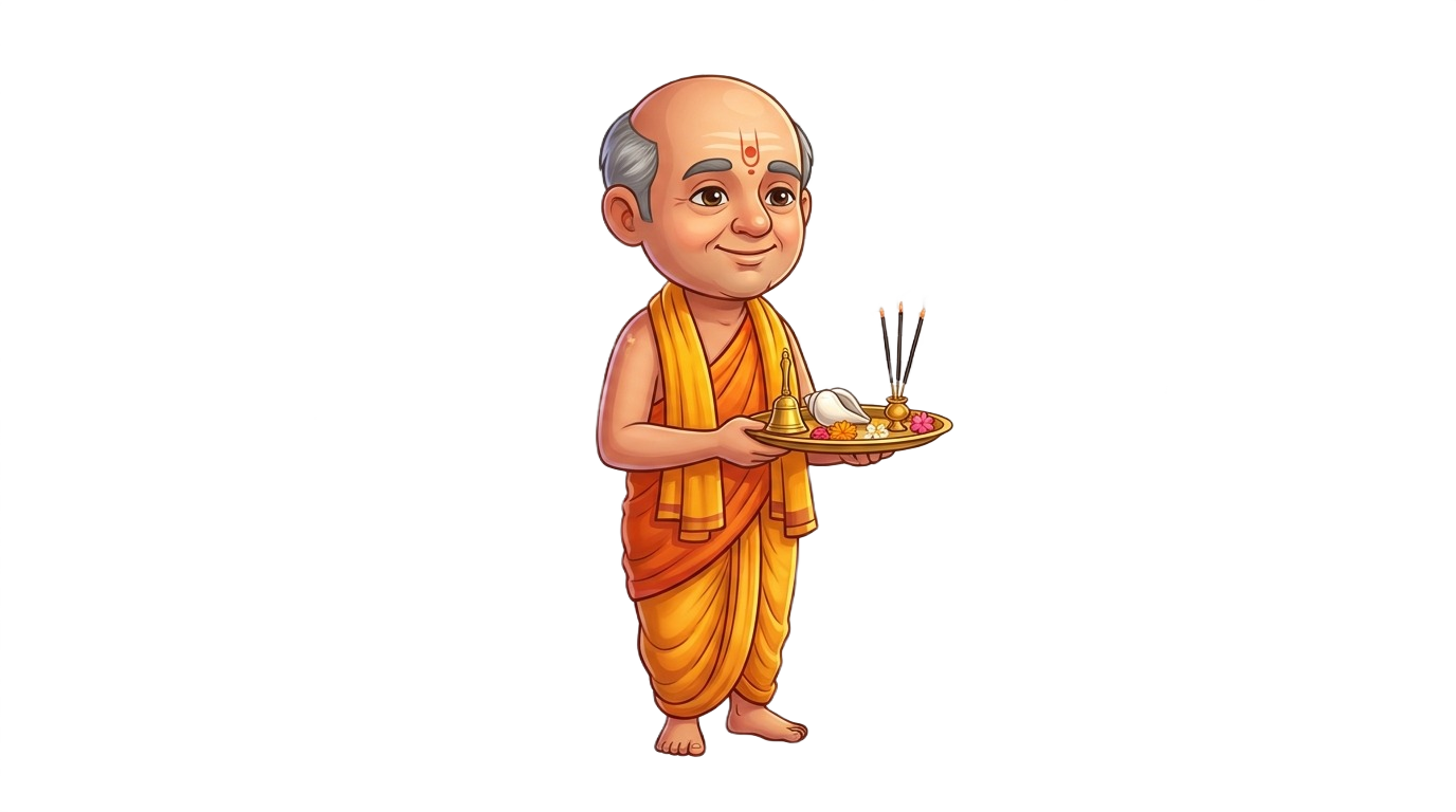 Transparent pandit ji cutout for North Smart Vedik Puja contact section