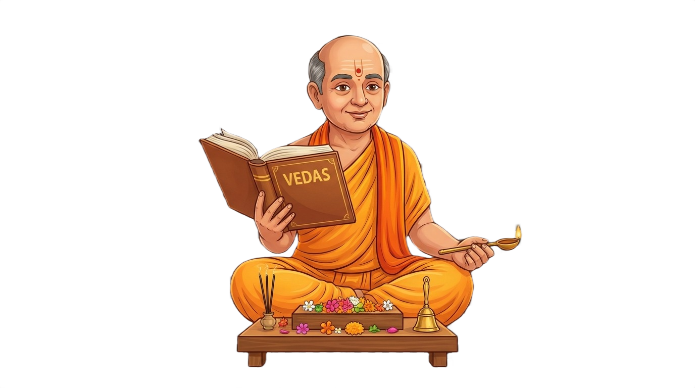 Transparent pandit ji cutout for North Smart Vedik Puja booking section