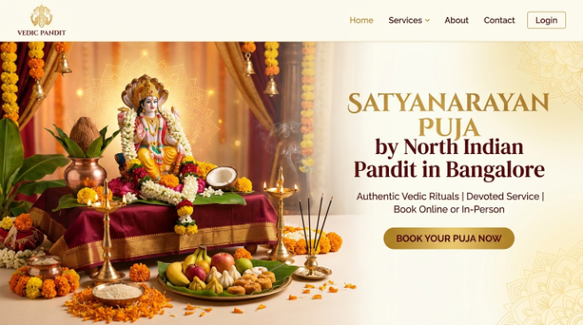 Satyanarayan Puja in Bangalore with a Hindi pandit from North Smart Vedik Puja